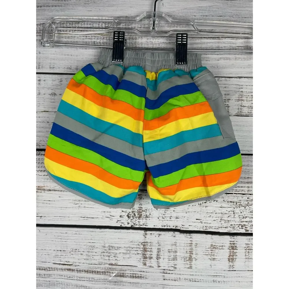 iPlay Boys' Trunks Built-in Reusable Swim Diaper 12mo UPF50+ Stripe